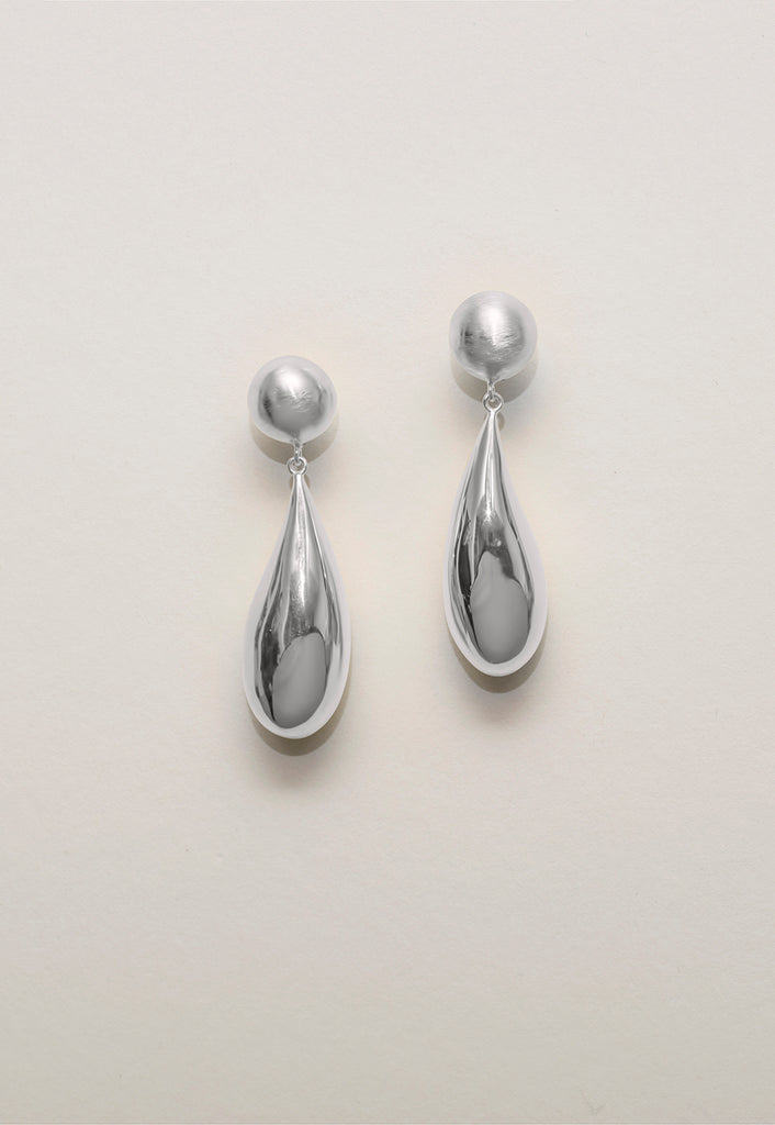 Teo Drop Earrings Big Silver