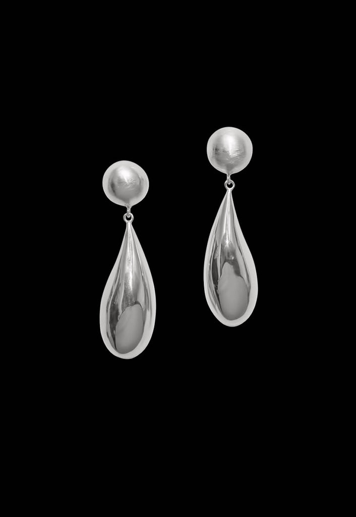 Teo Drop Earrings Big Silver