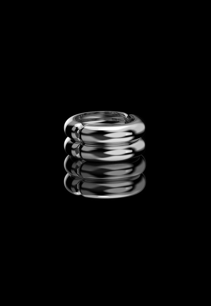 Puffy Double Band Ring Silver