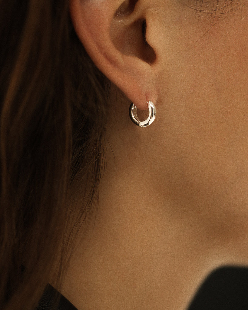 Classic Puffy Hoops Small Silver