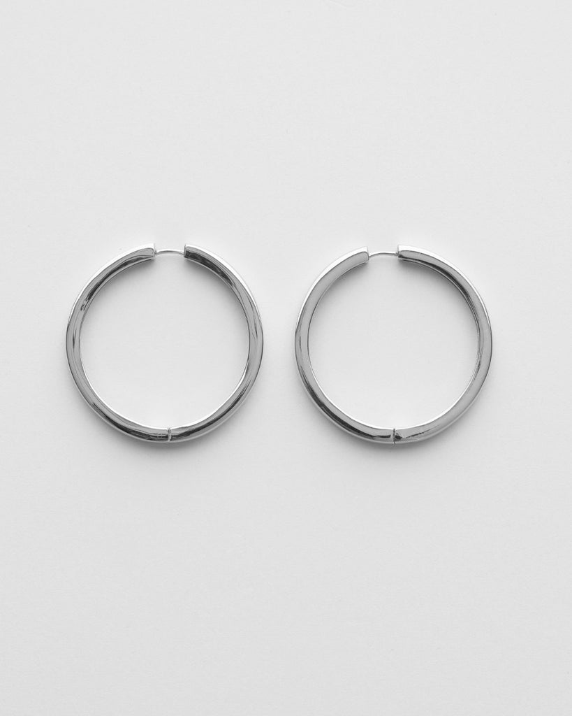 Puffy Square Hoops Big Silver