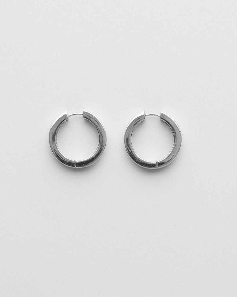 Puffy Square Hoops Medium Silver