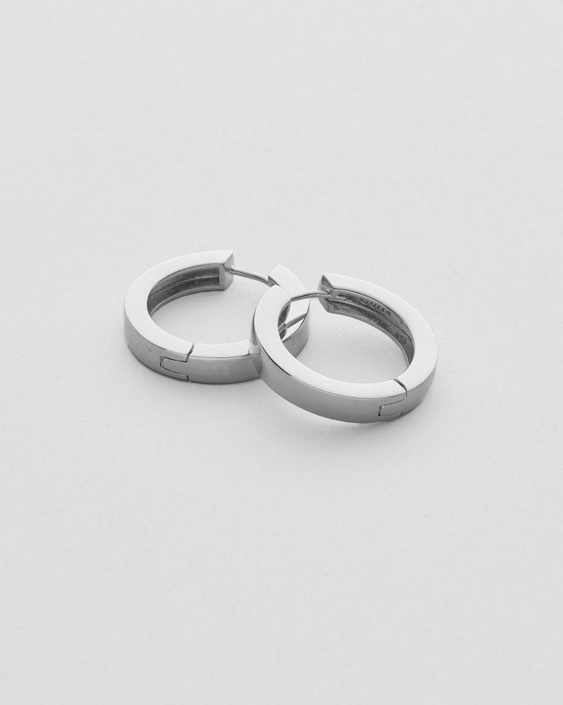 Puffy Square Hoops Medium Silver